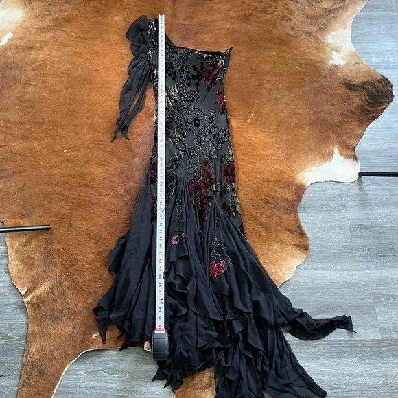 Vintage Sue Wong Nocturne Black Silk One Shoulder Beaded Evening Gown - Picture 6 of 6